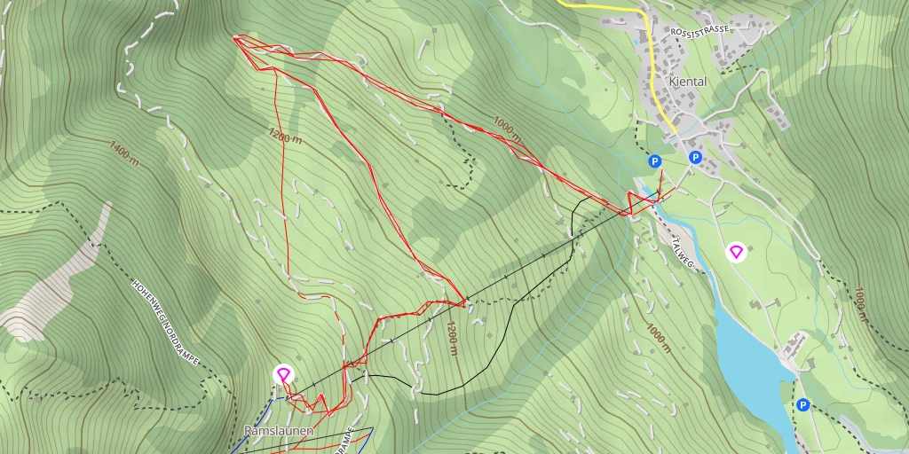 Carte de l'itinéraire :  Hohenweg Nordrampe