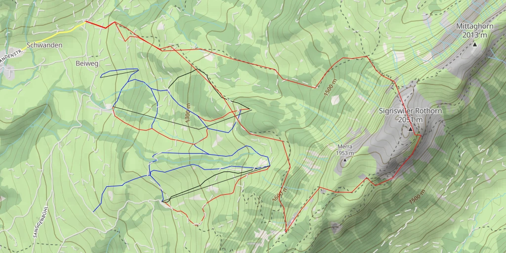 Map of the trail for Sigriswiler Rothorn en boucle par le Schafloch