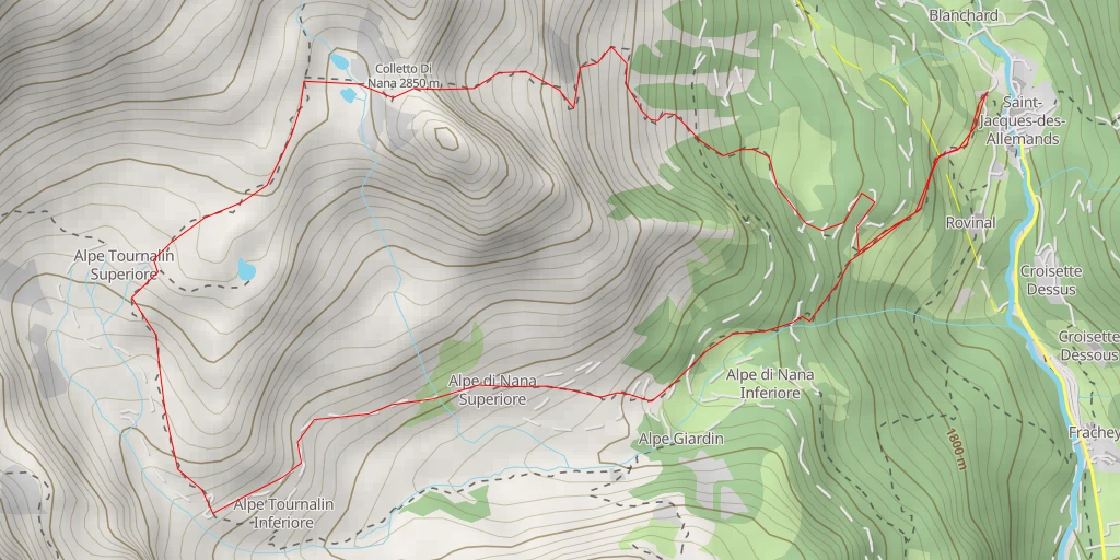 Carte de l'itinéraire :  Rifugio Grand Tournalin