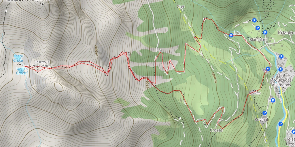 Carte de l'itinéraire :  Laghi Croce