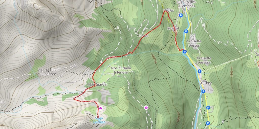 Map of the trail for Lago Leichien