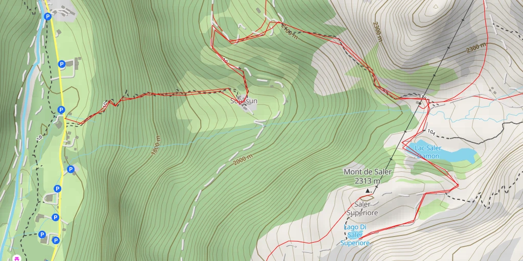 Map of the trail for Lago Saler Superiore