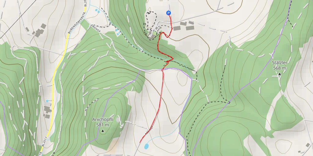 Map of the trail for Arxhof - Arxhof