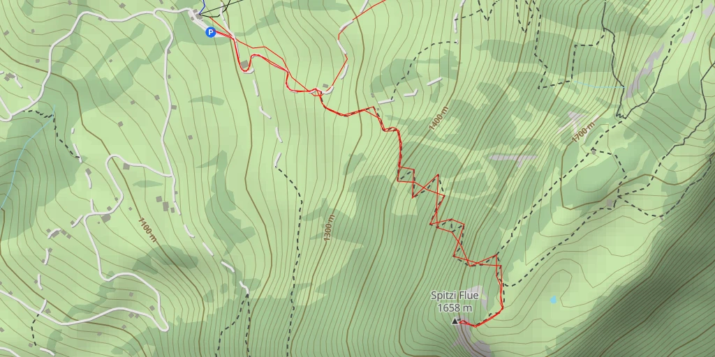 Map of the trail for Spitzi Flue