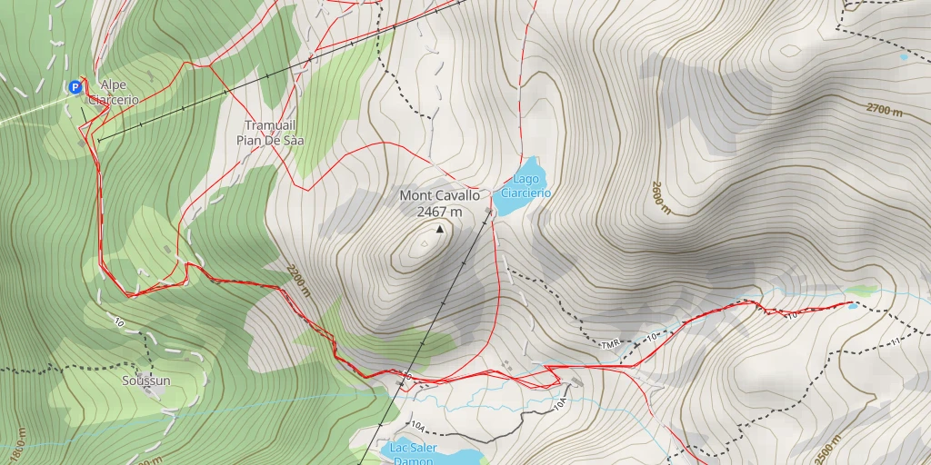 Map of the trail for Vallone di Contenery - Ayas