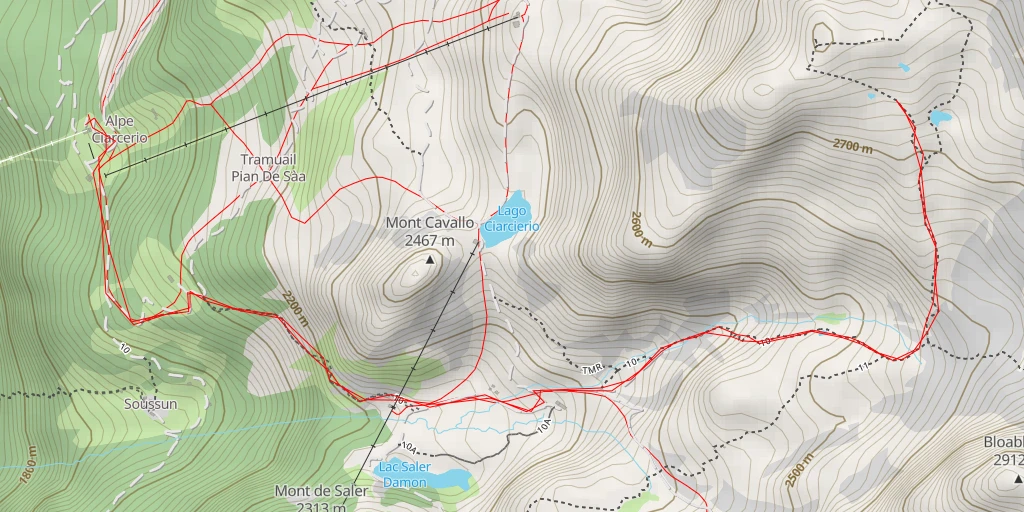 Map of the trail for Vallone di Contenery - Ayas