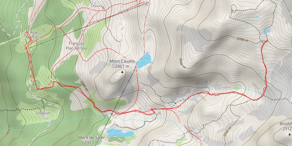 Map of the trail for Vallone di Contenery - Ayas