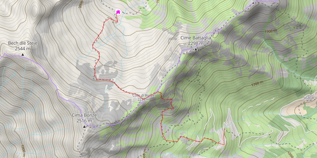 Carte de l'itinéraire :  Rifugio Alpe Bonze