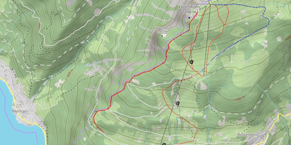 Map of the trail for Niederhorn - Justistalstrasse