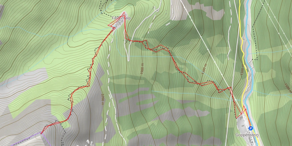 Map of the trail for Faldumalp