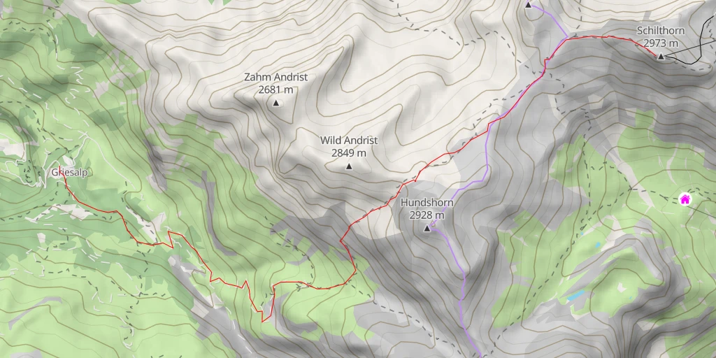 Map of the trail for Schilthorn (Murren) de Griesalp par Telli