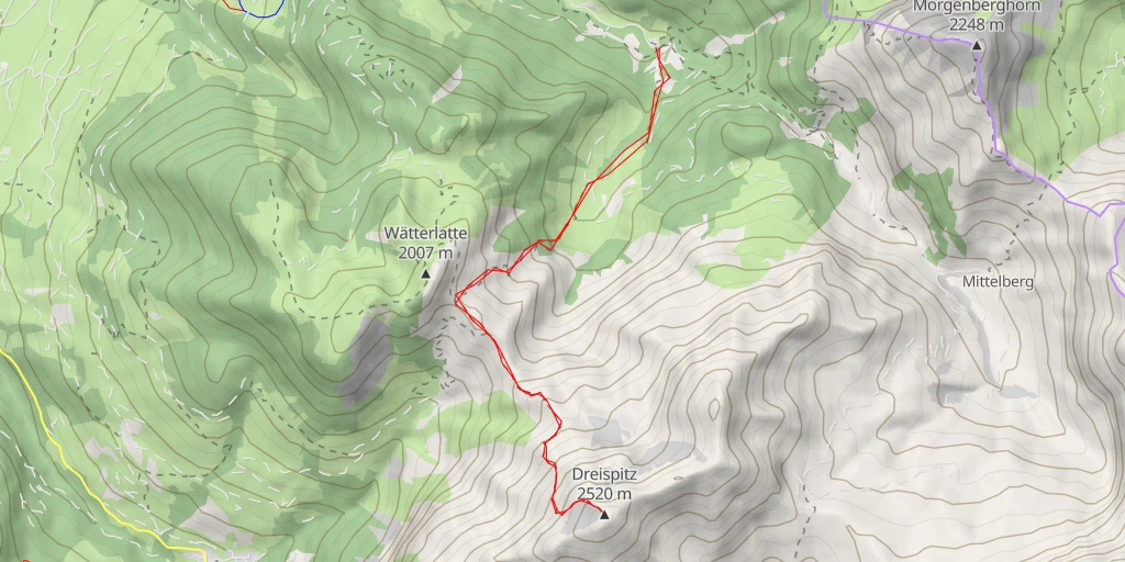 Map of the trail for Dreispitz