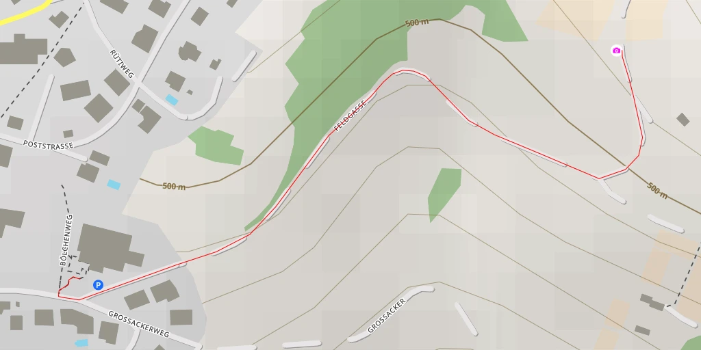 Map of the trail for Aussichtspunkt Rüti - Feldgasse