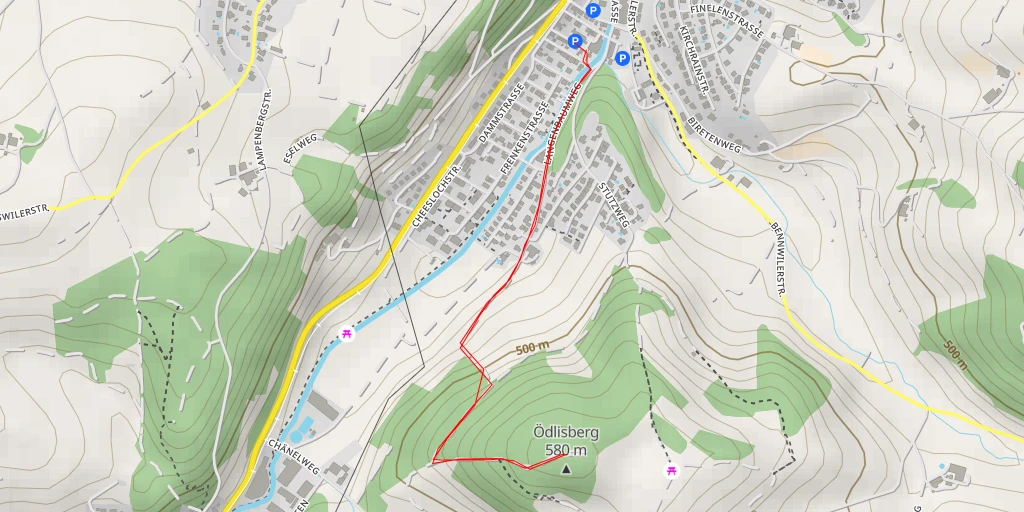 Map of the trail for Ödlisberg