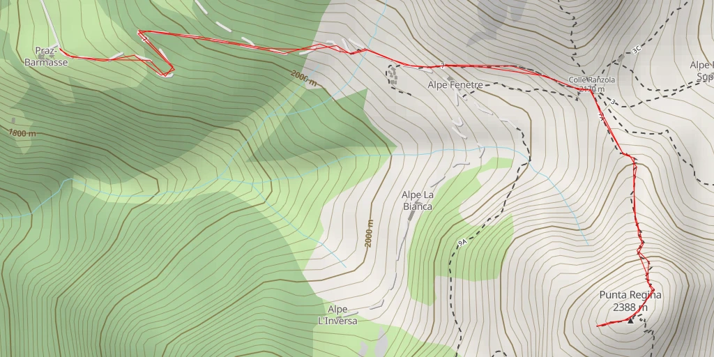 Map of the trail for Punta Regina