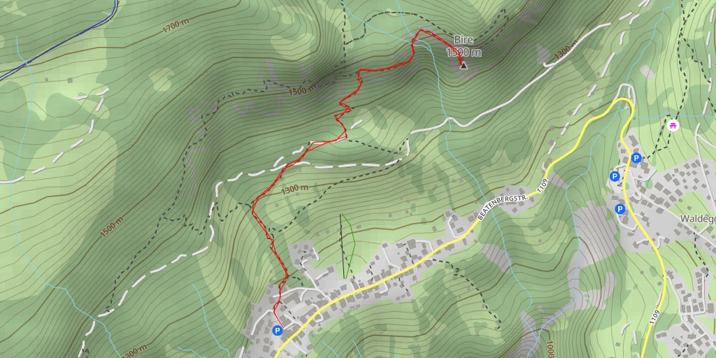 Map of the trail for Bire