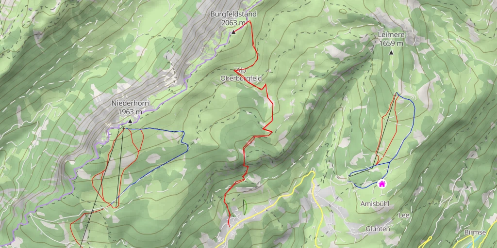 Map of the trail for Burgfeldstand