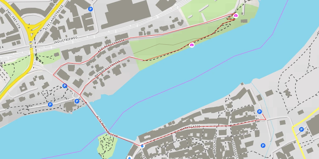 Map of the trail for Adelbergstraße