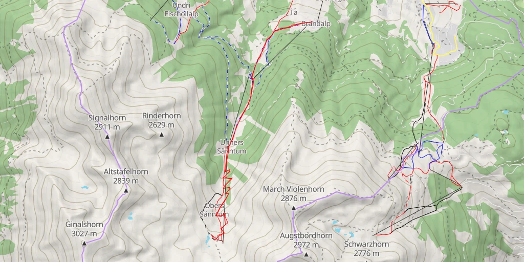 Carte de l'itinéraire :  Webcam Seefeld - Verbindung Unterbäch-Eischoll - Unterbäch