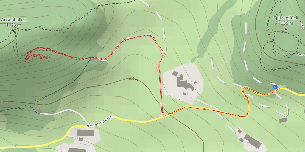 Map of the trail for Schöntalstrasse