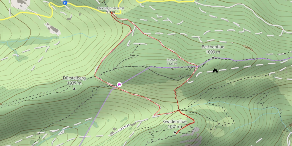Map of the trail for Gwidemflue