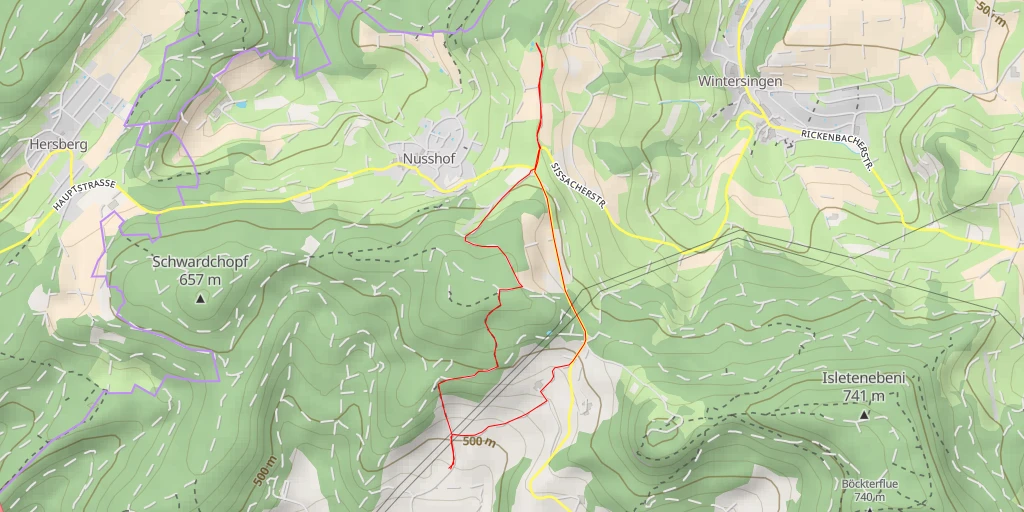 Carte de l'itinéraire :  Oberer Chüllerweg
