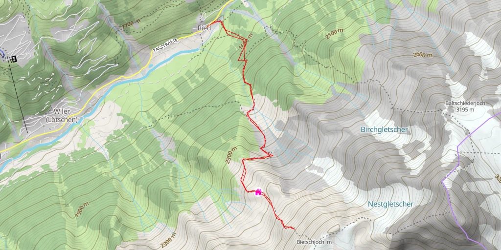 Map of the trail for Bietschjoch