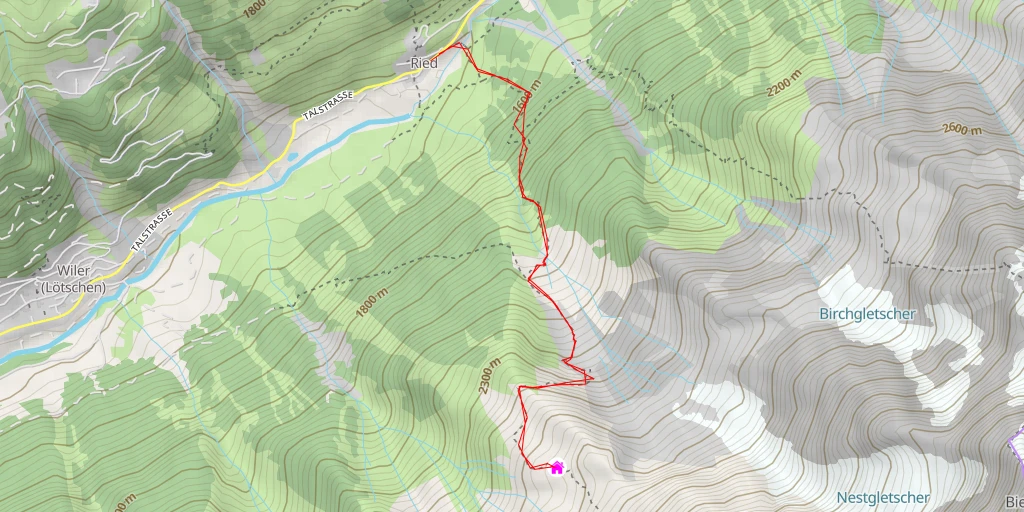 Map of the trail for Bietschhornhütte