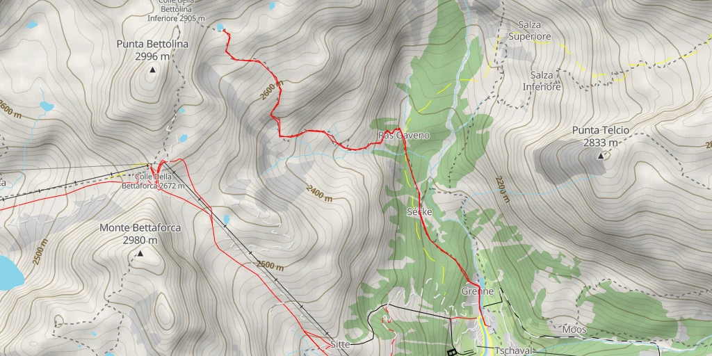 Map of the trail for Ras Gaveno