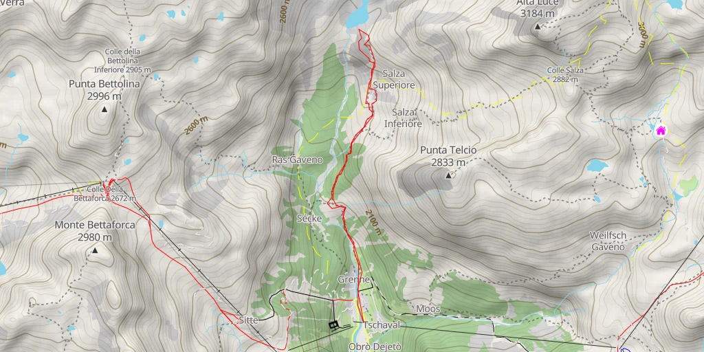 Map of the trail for Lacs des  Sources du Lys Depuis Stafall