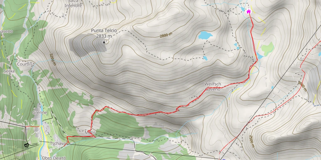 Map of the trail for Orestes Hütte