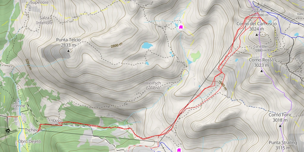 Map of the trail for Lago Bowditch