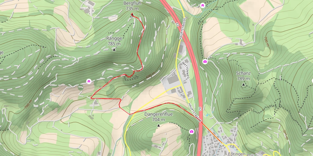 Map of the trail for Bergfluh