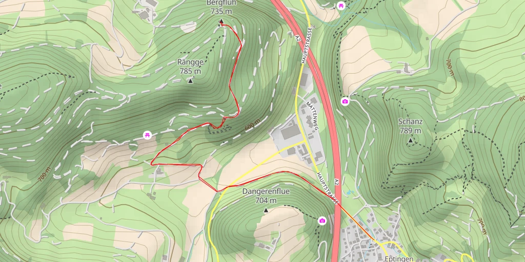 Map of the trail for Bergfluh
