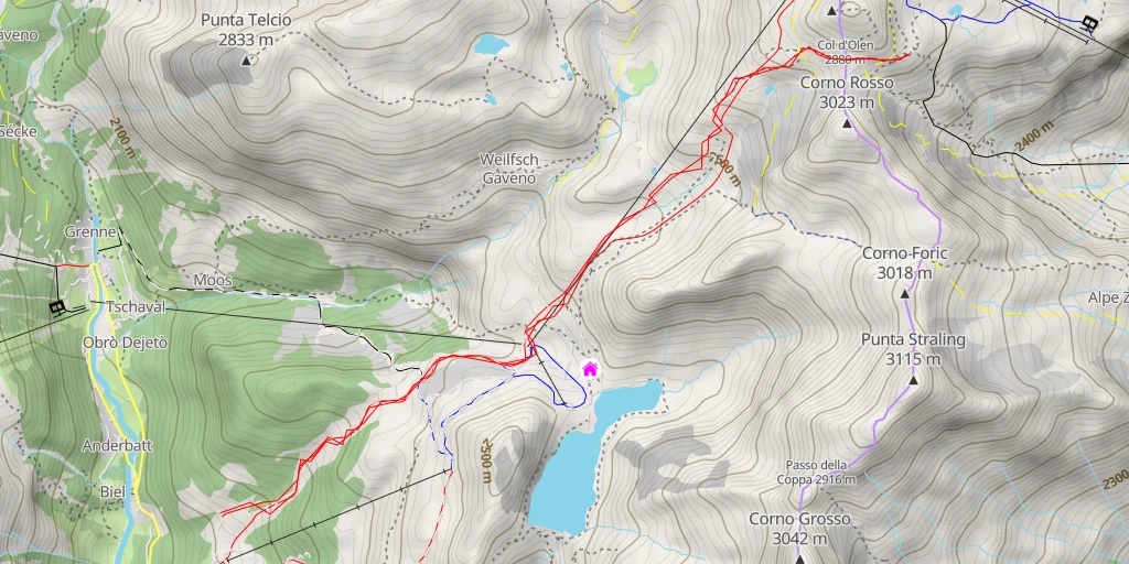 Map of the trail for Rifugio Città di Vigevano