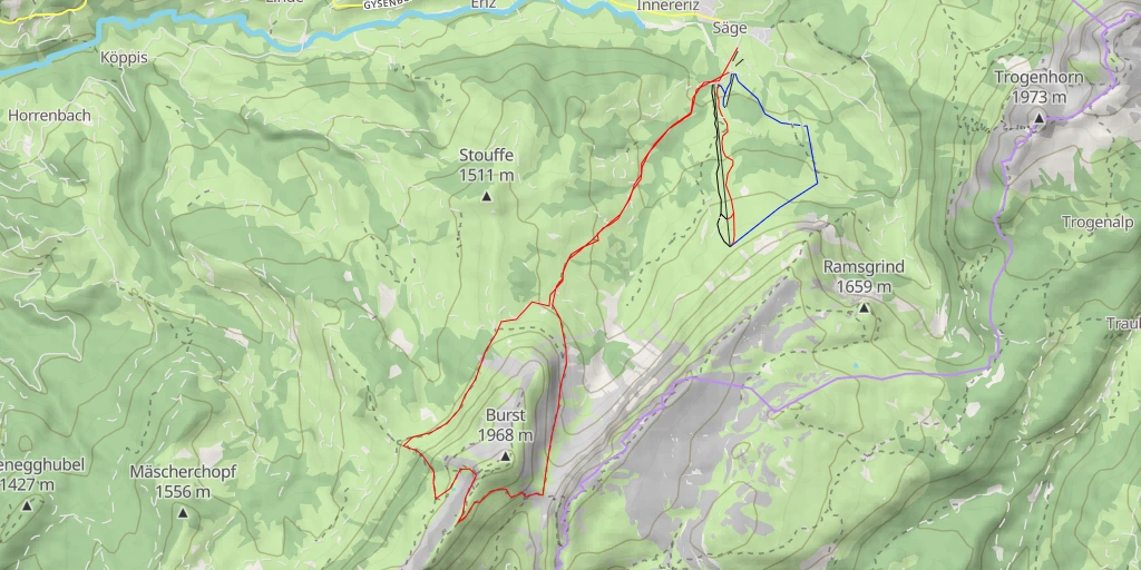 Carte de l'itinéraire :  Bluemhorn