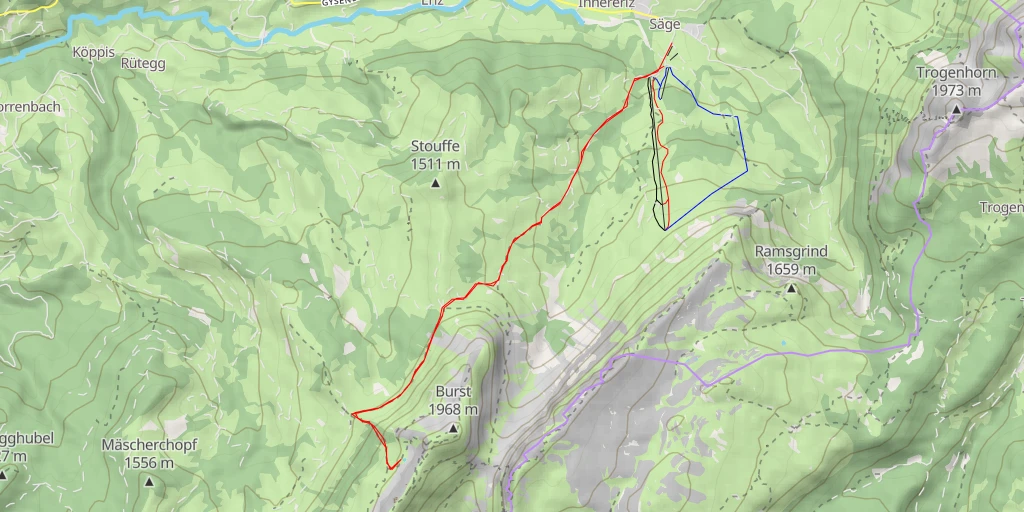 Map of the trail for Zettenalpstrasse