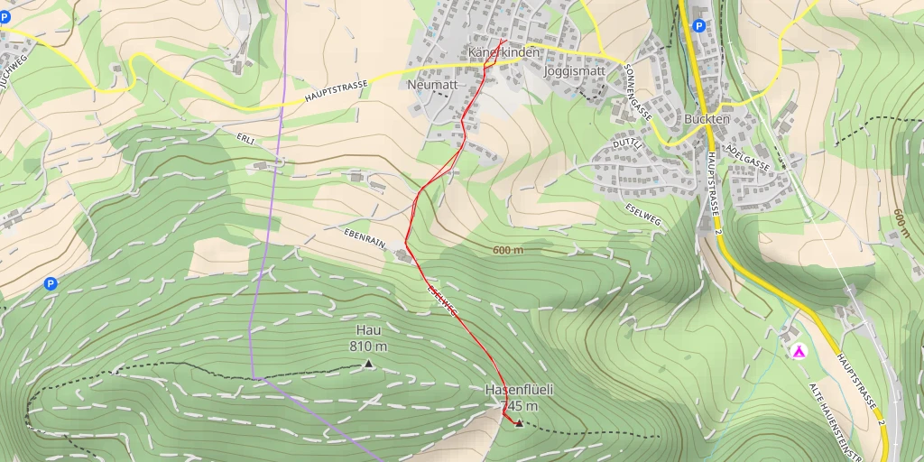 Map of the trail for Hasenflüeli