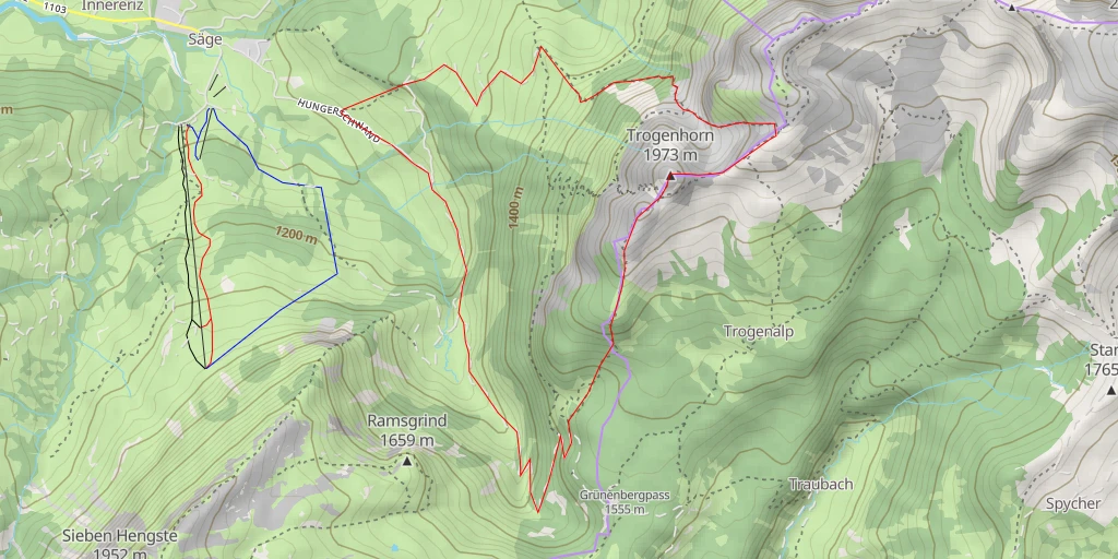 Carte de l'itinéraire :  Trogenhorn