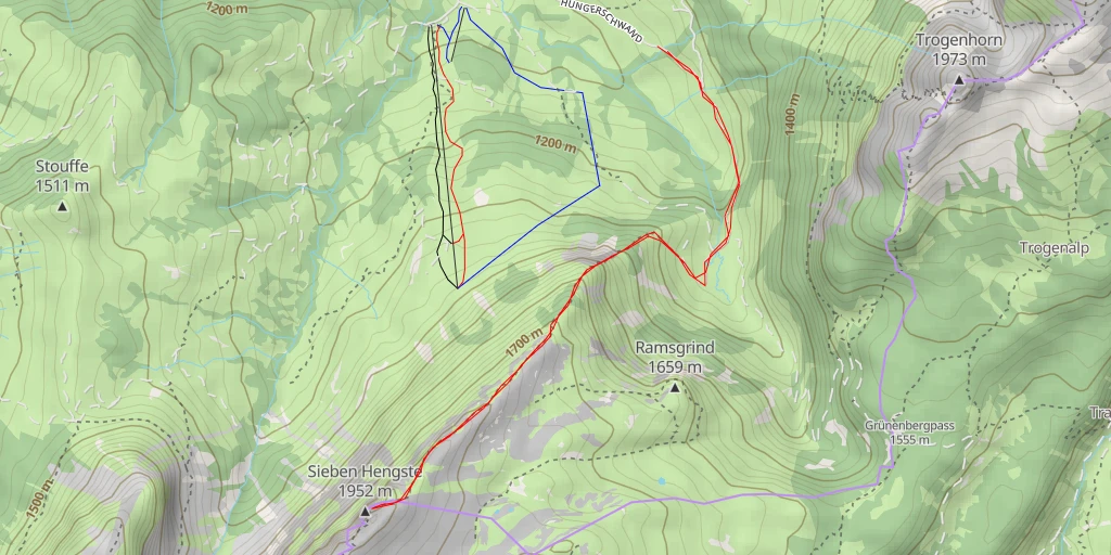 Map of the trail for Sieben Hengste