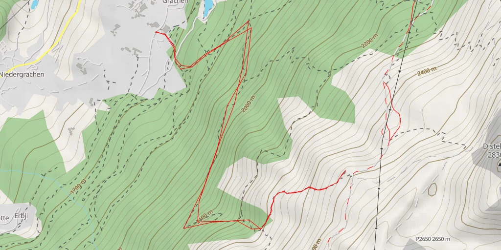 Map of the trail for Stafel-Seetalhorn 2 - Grächen