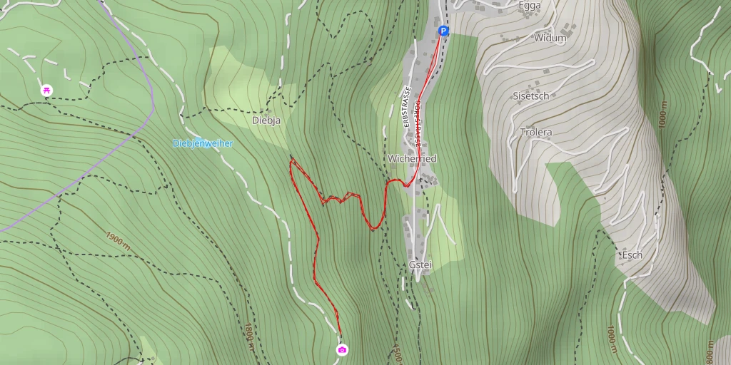 Map of the trail for Blaues Kreuz - Zeneggen