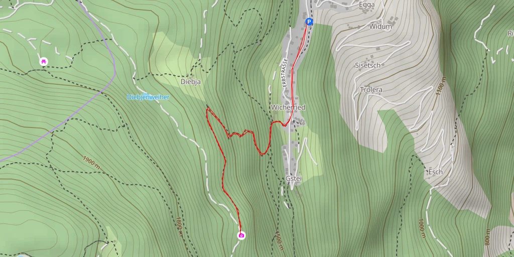 Map of the trail for Blaues Kreuz - Zeneggen