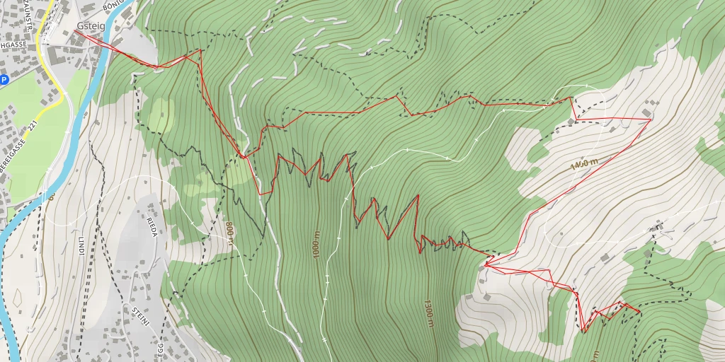 Map of the trail for Wanderweg Schynige Platte - Gsteigwiler