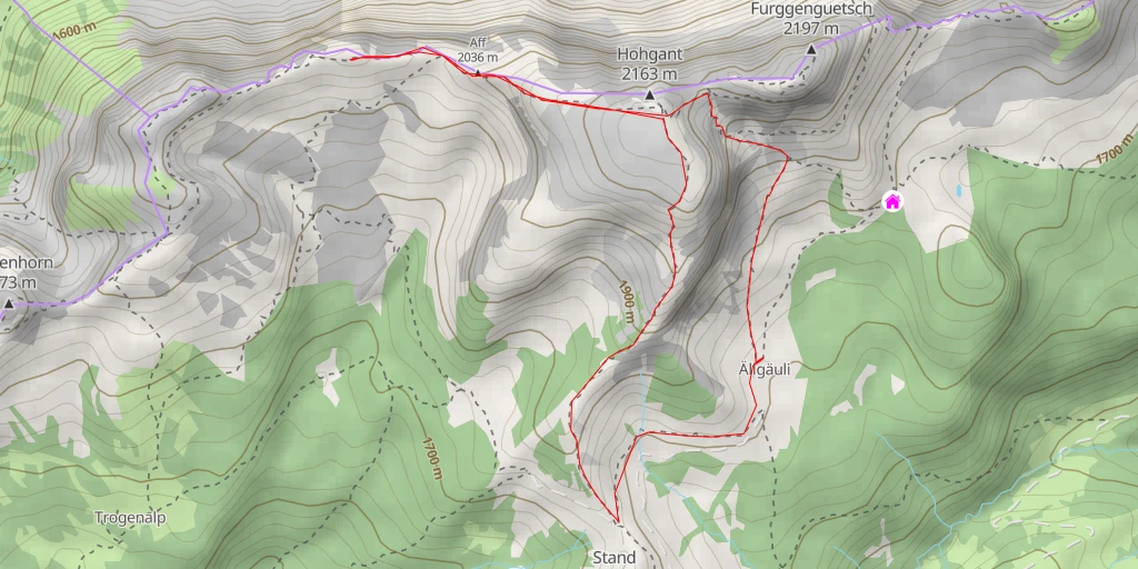 Map of the trail for Ober Roseggli