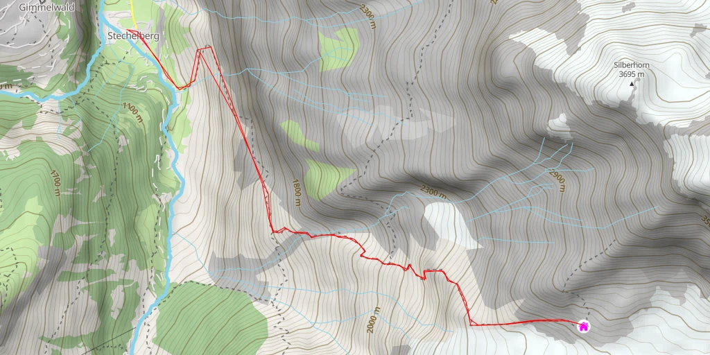 Carte de l'itinéraire :  Rottalhütte SAC