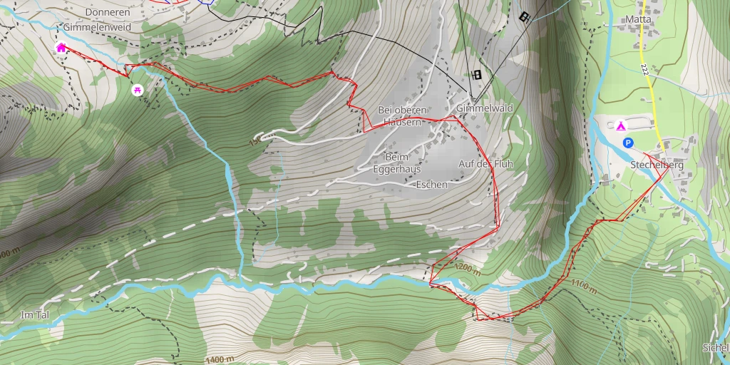 Map of the trail for Spielbodenalp