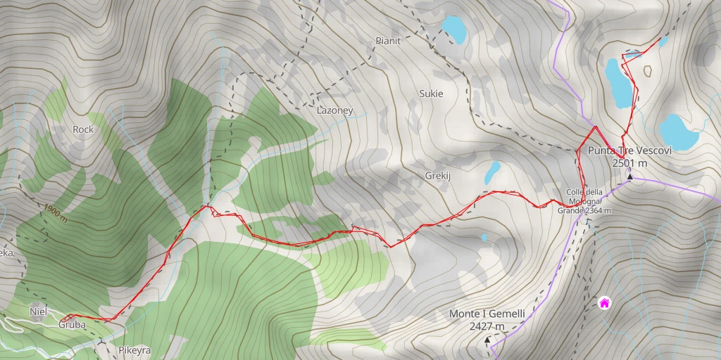 Carte de l'itinéraire :  Laghi della Sorba o dei Tre Vescovi