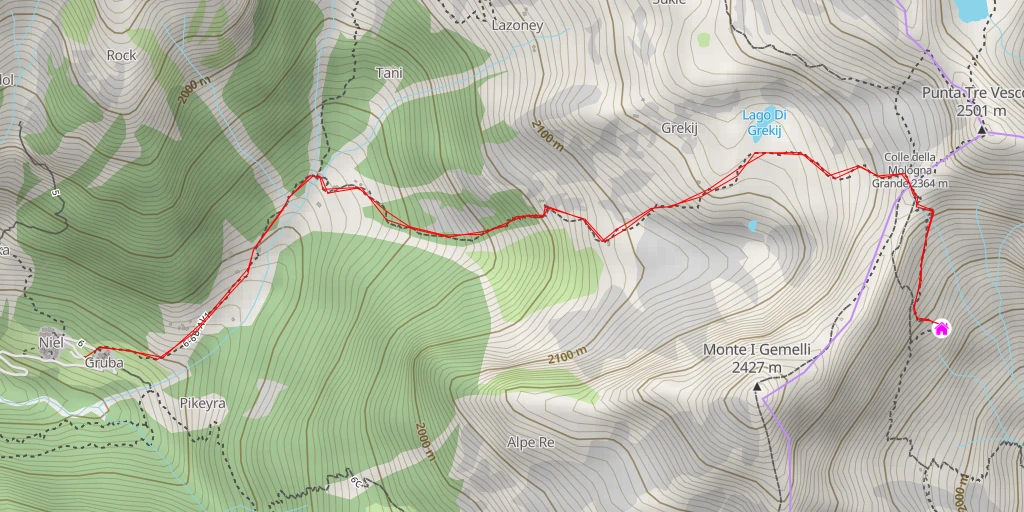 Map of the trail for Rifugio Alfredo Rivetti