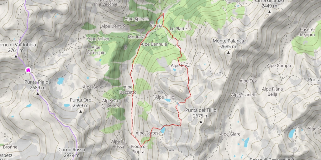 Map of the trail for Lago Cortese